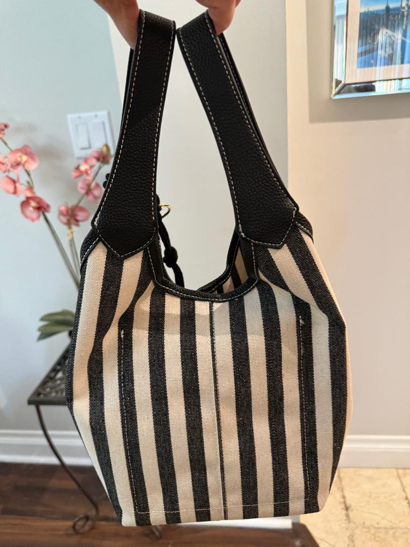 Trending Beaded Bags and Resort Collection - House of Harlow Black White Stripe Tote