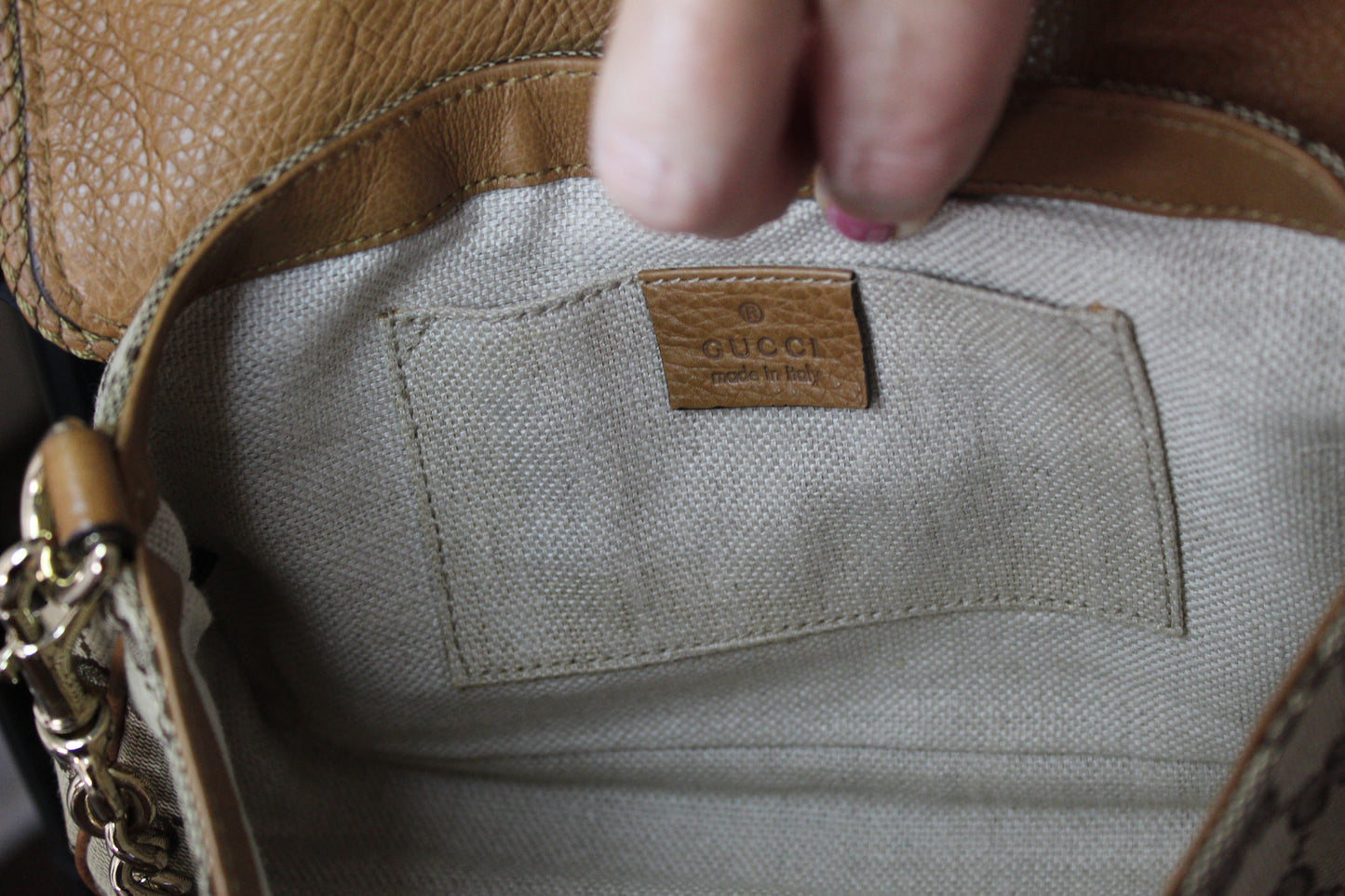 Pre-Owned Gucci GG Canvas Leather Flap Bag Brown with Tassel Gold/Silver Hardware | Authenticated | Good Condition