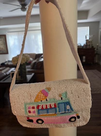 Trending Beaded Bags and Resort Collection - Sol Mer Ice Cream Truck Beaded Shoulder Bag