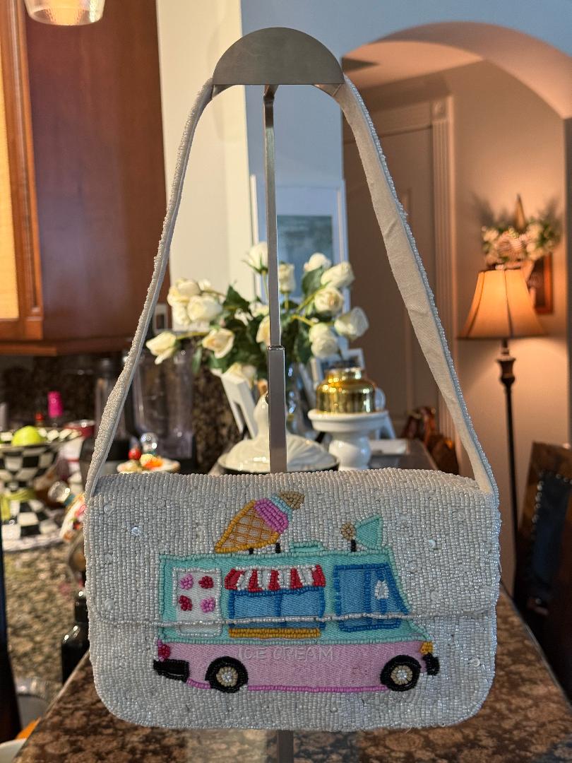 Trending Beaded Bags and Resort Collection - Sol Mer Ice Cream Truck Beaded Shoulder Bag