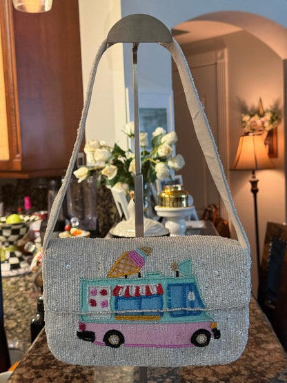Trending Beaded Bags and Resort Collection - Sol Mer Ice Cream Truck Beaded Shoulder Bag