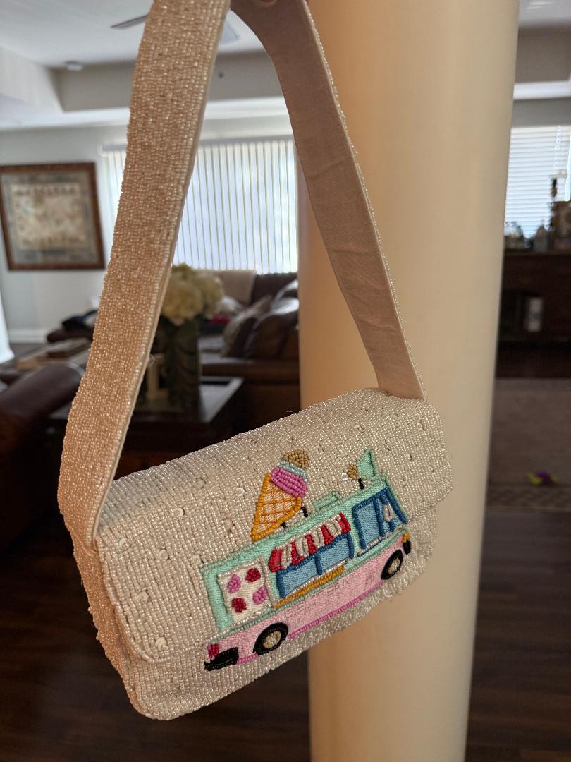 Trending Beaded Bags and Resort Collection - Sol Mer Ice Cream Truck Beaded Shoulder Bag