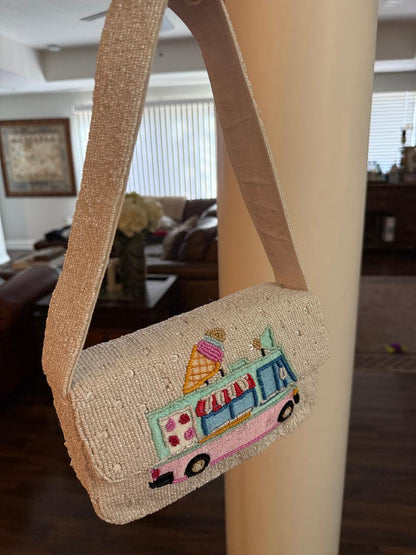 Trending Beaded Bags and Resort Collection - Sol Mer Ice Cream Truck Beaded Shoulder Bag
