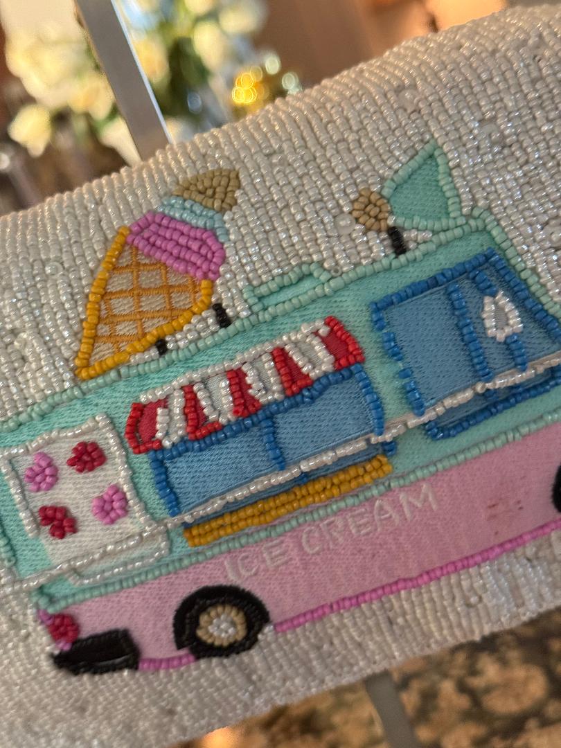 Trending Beaded Bags and Resort Collection - Sol Mer Ice Cream Truck Beaded Shoulder Bag