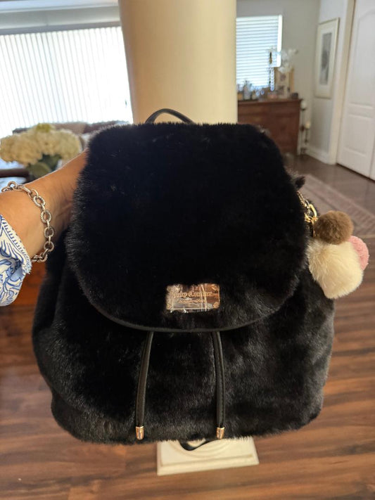 Trending Beaded Bags and Resort Collection - Juicy Couture Black Faux Fur Backpack