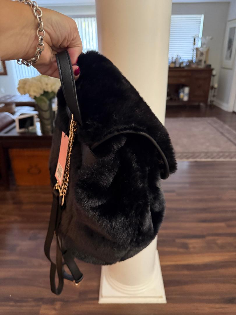 Trending Beaded Bags and Resort Collection - Juicy Couture Black Faux Fur Backpack