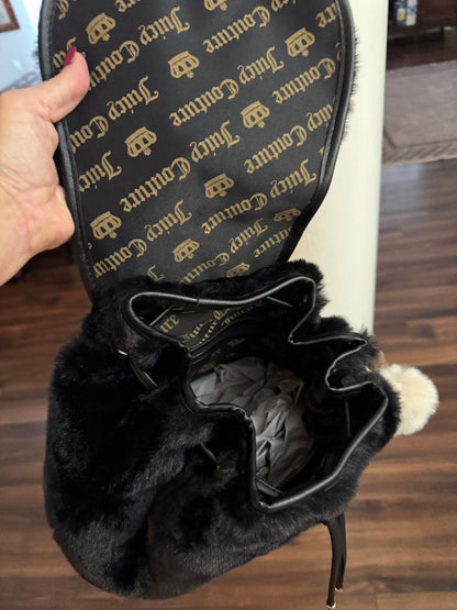 Trending Beaded Bags and Resort Collection - Juicy Couture Black Faux Fur Backpack
