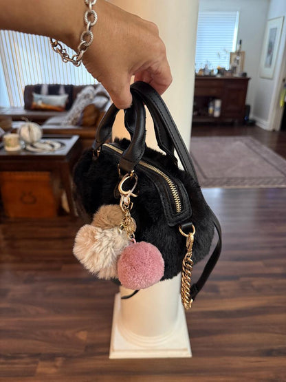 Trending Beaded Bags and Resort Collection - Juicy Couture Black Faux Fur Small Crossbody