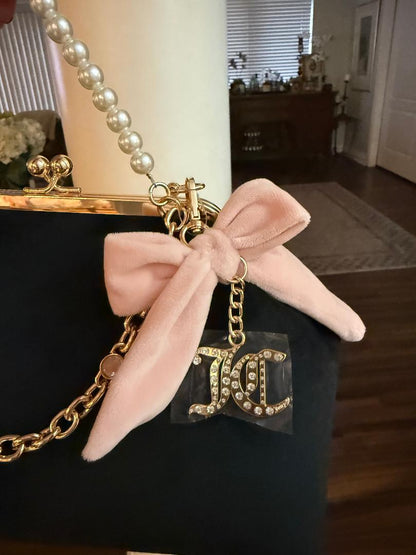 Trending Beaded Bags and Resort Collection - Juicy Couture Kiss Lock Black Velvet Frame Bag