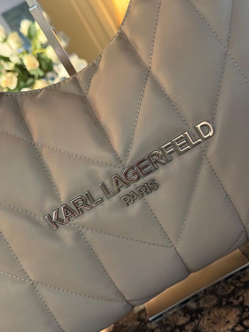 Trending Beaded Bags and Resort Collection - Karl Lagerfeld Paris Kaki Puffer Shopper Tote Bag