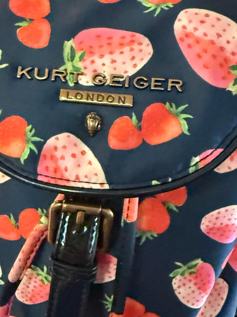 Trending Beaded Bags and Resort Collection | Kurt Geiger Strawberry Black Patent Leather Backpack