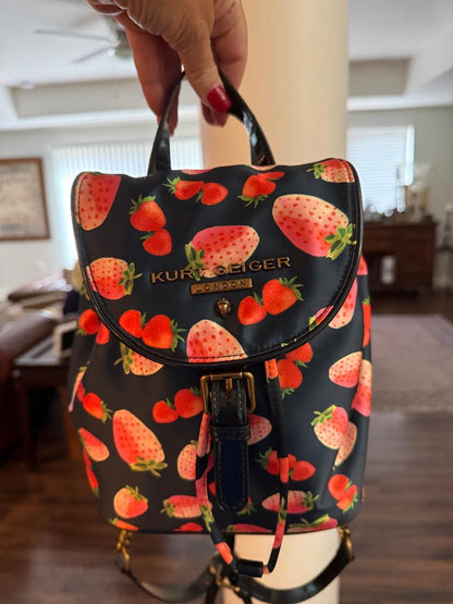 Trending Beaded Bags and Resort Collection | Kurt Geiger Strawberry Black Patent Leather Backpack