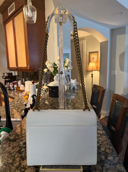 Trending Beaded Bags and Resort Collection - Kurt Geiger White Shoulder Bag with Gold Chain