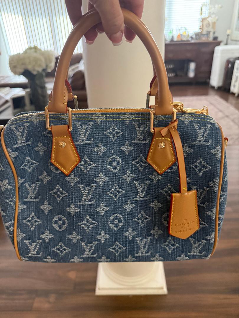 Trending Beaded Bags and Resort Collection - Louis Vuitton Speedy 25 Denim