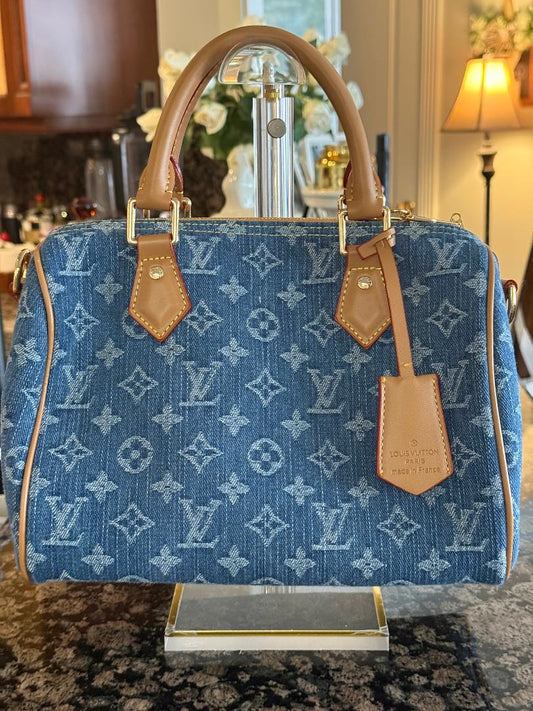 Trending Beaded Bags and Resort Collection LV Denim Speedy Tote