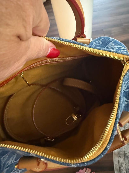 Trending Beaded Bags and Resort Collection LV Denim Speedy Tote