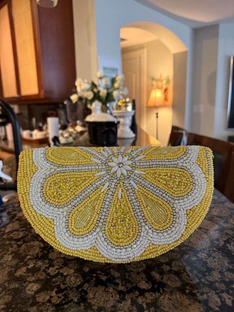 Trending Beaded Bags and Resort Collection - Lemon Slice Beaded Cross Body Bag