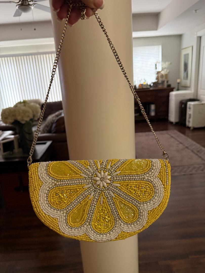 Trending Beaded Bags and Resort Collection - Lemon Slice Beaded Cross Body Bag