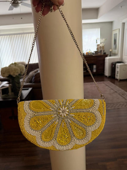 Trending Beaded Bags and Resort Collection - Lemon Slice Beaded Cross Body Bag