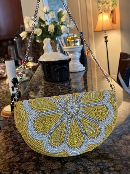 Trending Beaded Bags and Resort Collection - Lemon Slice Beaded Cross Body Bag