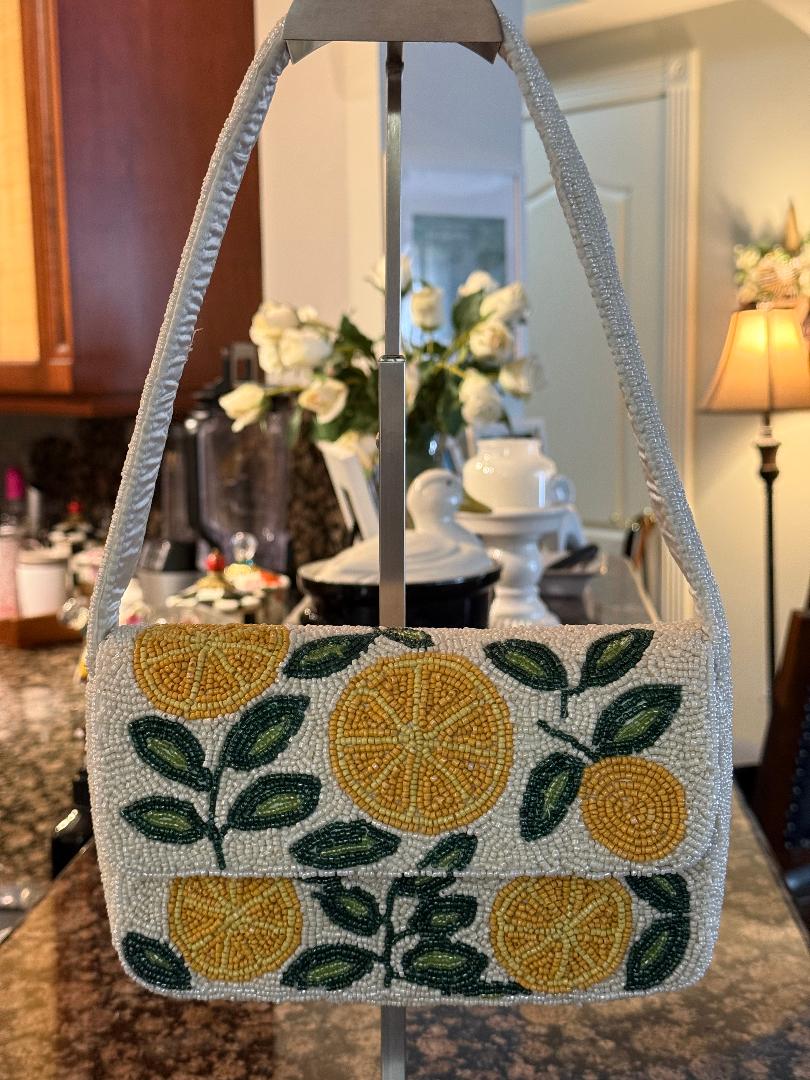 Trending Beaded Bags and Resort Collection - Lemon Beaded Shoulder Bag