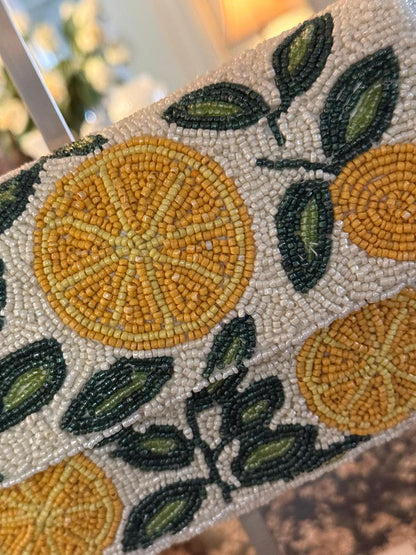 Trending Beaded Bags and Resort Collection - Lemon Beaded Shoulder Bag