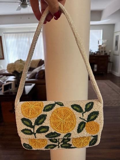Trending Beaded Bags and Resort Collection - Lemon Beaded Shoulder Bag