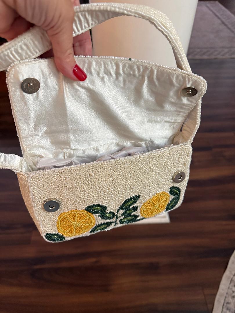 Trending Beaded Bags and Resort Collection - Lemon Beaded Shoulder Bag