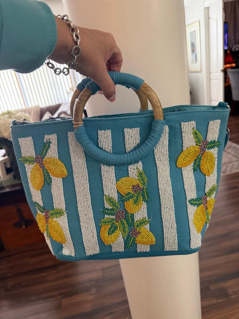 Trending Beaded Bags and Resort Collection - Limoncello Stripe Tote