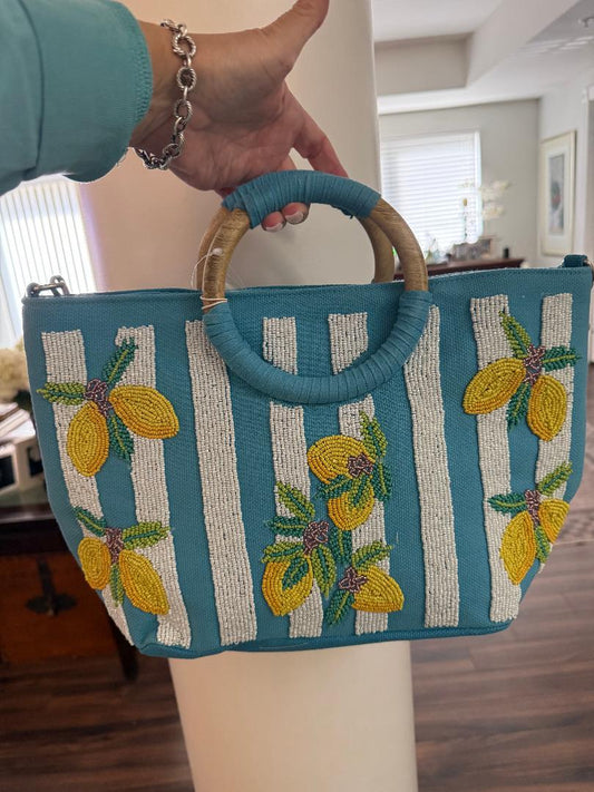 Trending Beaded Bags and Resort Collection - Limoncello Stripe Tote