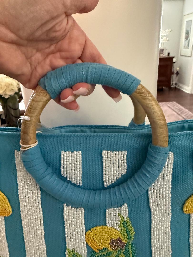 Trending Beaded Bags and Resort Collection - Limoncello Stripe Tote