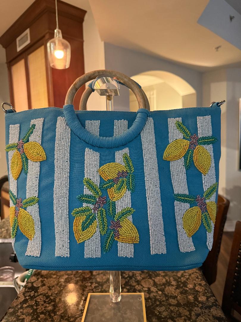 Trending Beaded Bags and Resort Collection - Limoncello Stripe Tote