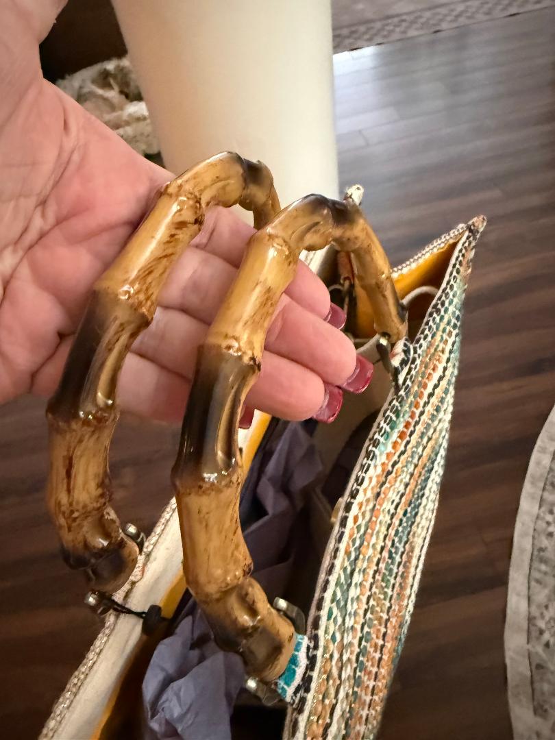 Trending Beaded Bags and Resort Collection - America & Beyond Leopard Print Bamboo Tote
