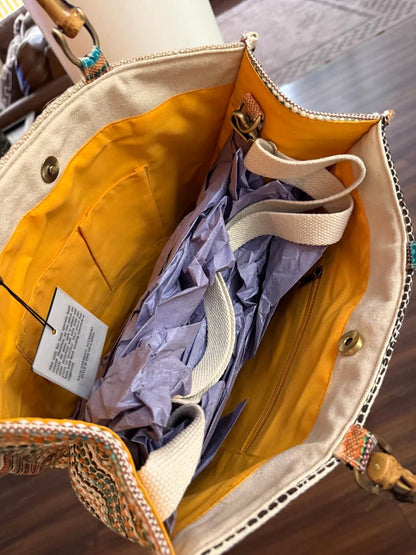 Trending Beaded Bags and Resort Collection - America & Beyond Leopard Print Bamboo Tote