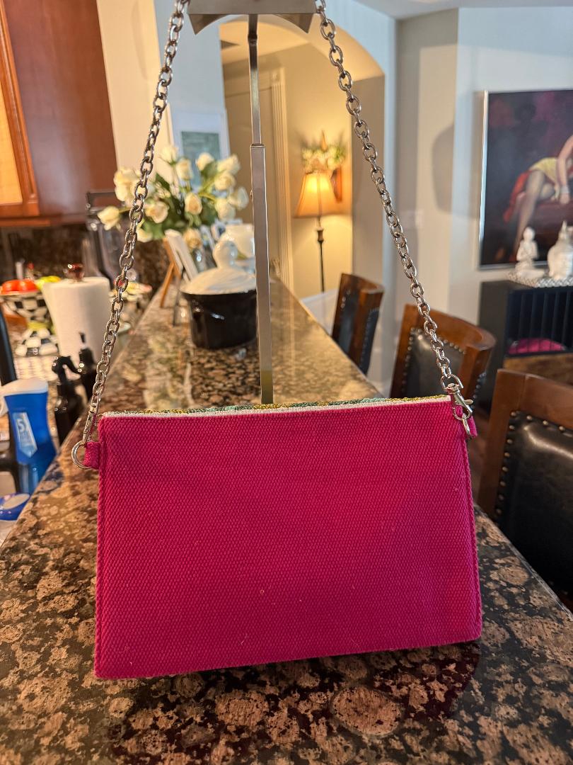 Trending Beaded Bags and Resort Collection - America & Beyond Water Lily Beaded Clutch with Crossbody Chain