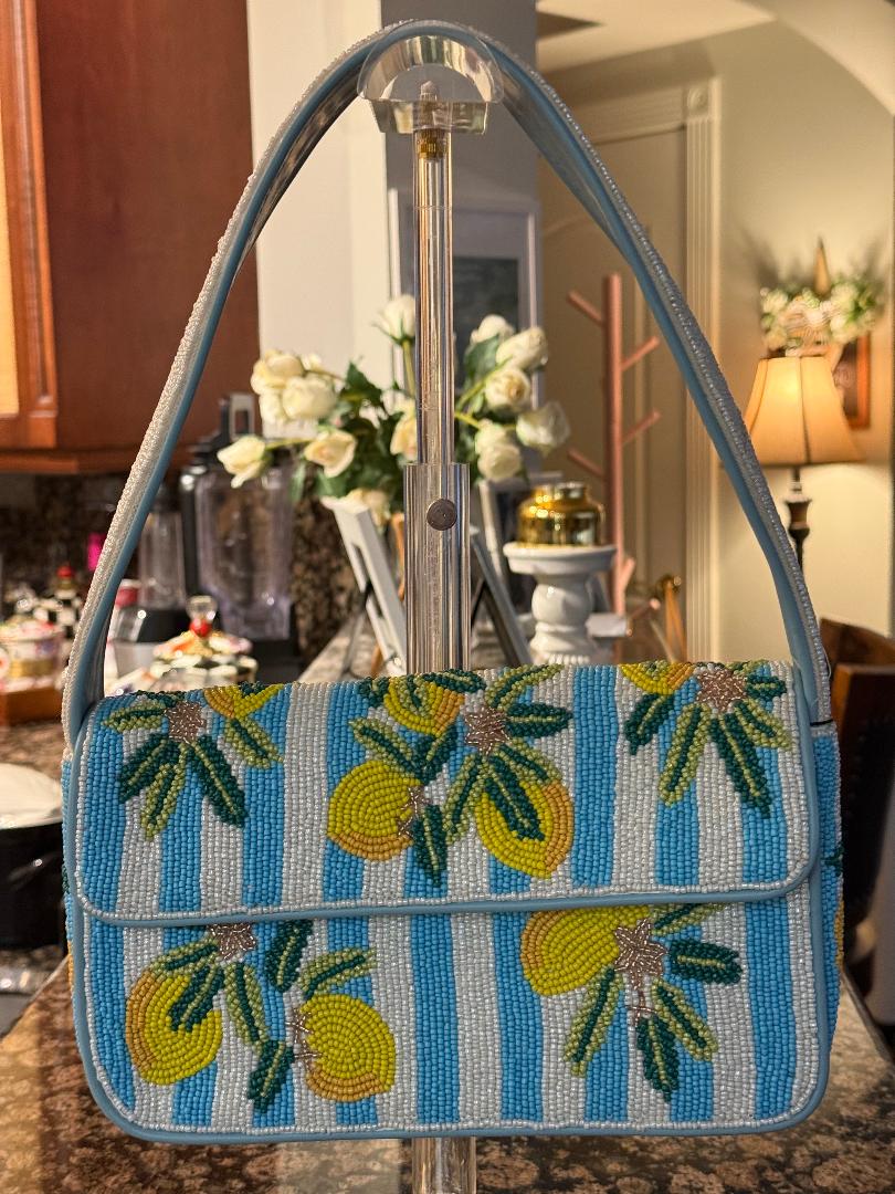 Trending Beaded Bags and Resort Collection - America & Beyond Limoncello "Lemon" Shoulder Bag
