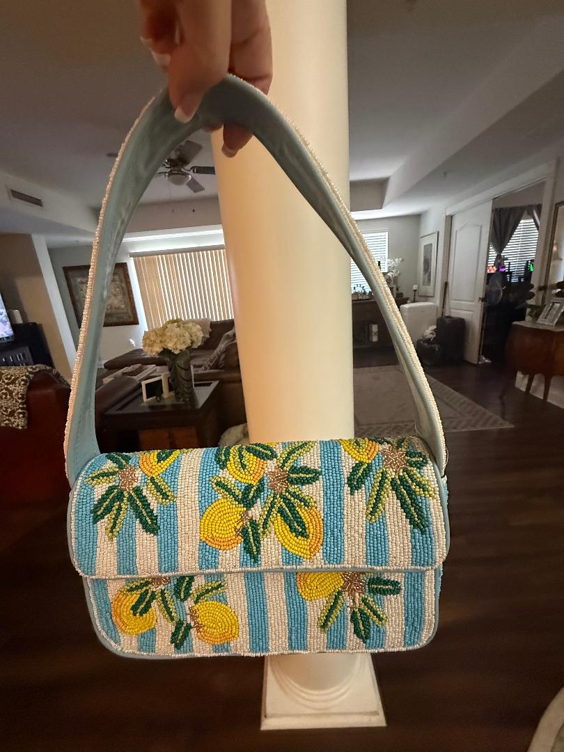 Trending Beaded Bags and Resort Collection - America & Beyond Limoncello "Lemon" Shoulder Bag