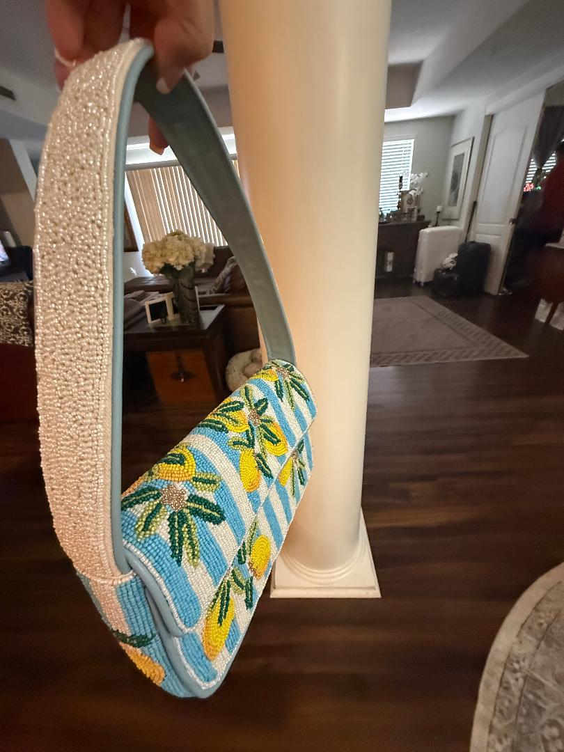 Trending Beaded Bags and Resort Collection - America & Beyond Limoncello "Lemon" Shoulder Bag