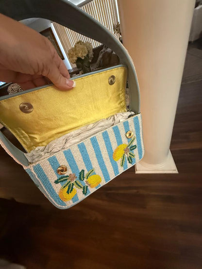 Trending Beaded Bags and Resort Collection - America & Beyond Limoncello "Lemon" Shoulder Bag