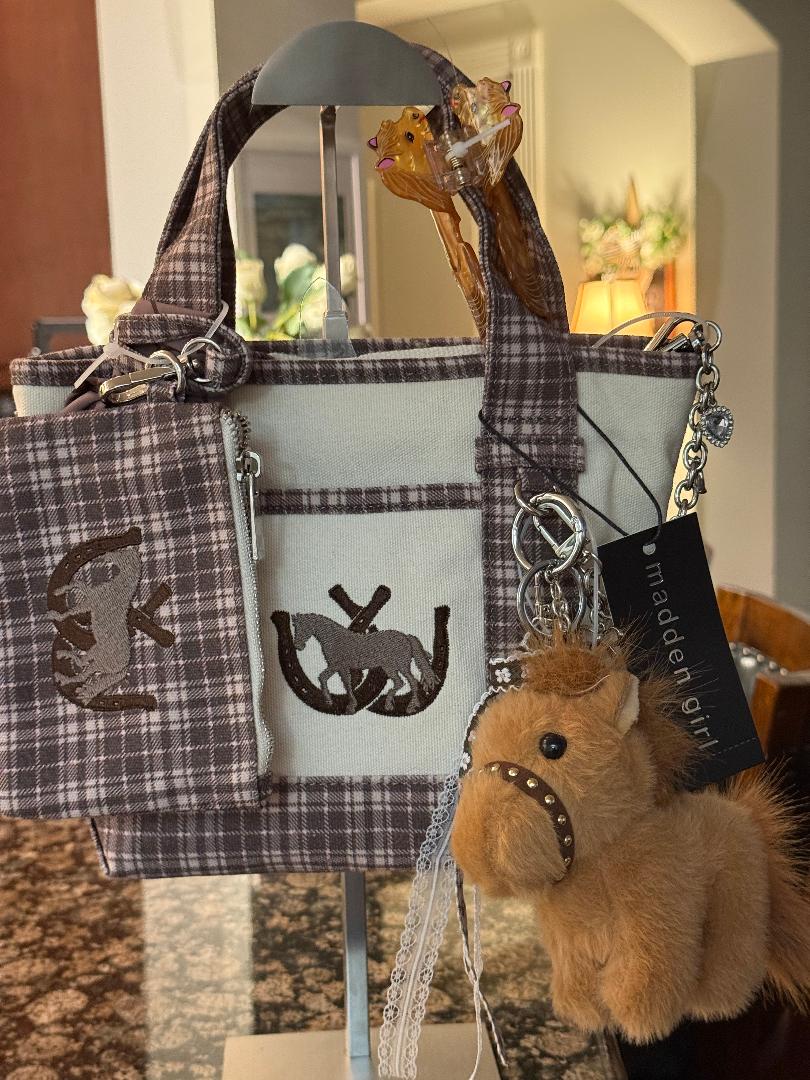 Trending Beaded Bags and Resort Collection - Madden Girl Horse Tote Bag with Accessories