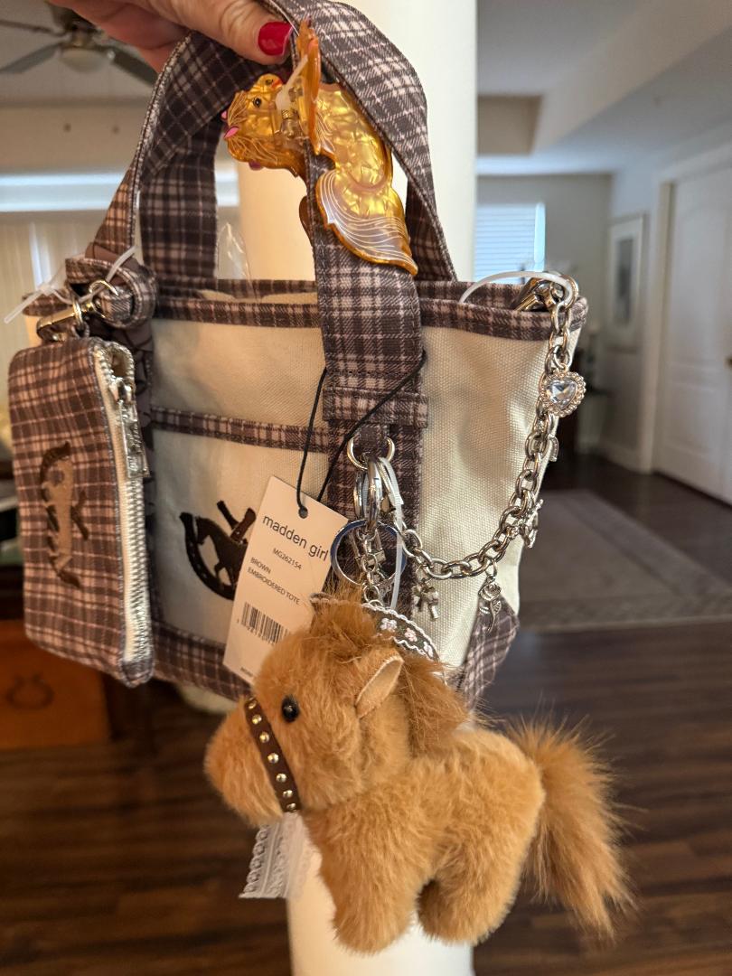 Trending Beaded Bags and Resort Collection - Madden Girl Horse Tote Bag with Accessories