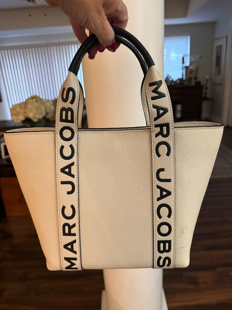 Trending Beaded Bags and Resort Collection - Marc Jacobs Cream Leather Tote