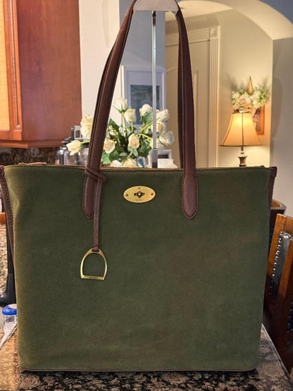 Trending Beaded Bags and Resort Collection - Margot Green Suede and Leather Shoulder Bag