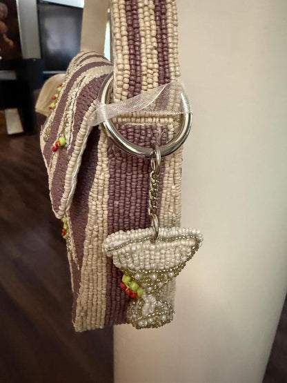 Trending Beaded Bags and Resort Collection - Martini Striped Brown/Cream