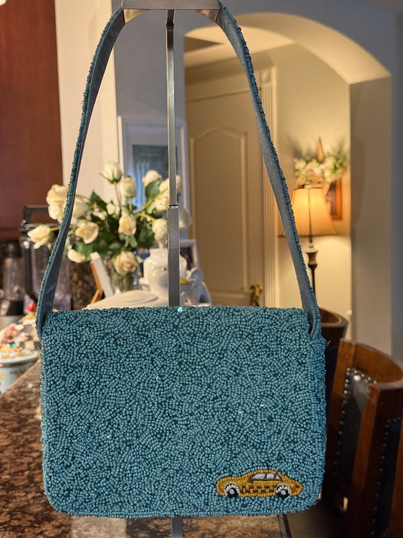 Trending Beaded Bag and Resort Collection- New York City Cab Beaded Shoulder Bag