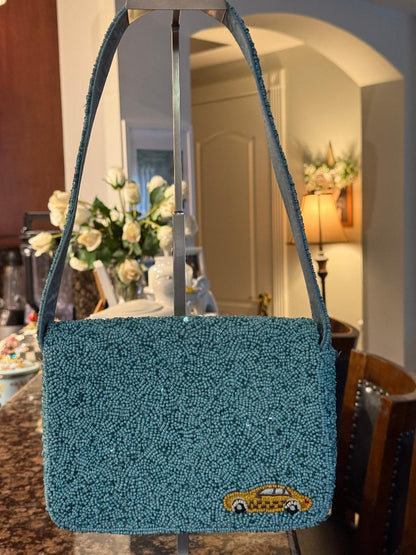 Trending Beaded Bag and Resort Collection- New York City Cab Beaded Shoulder Bag