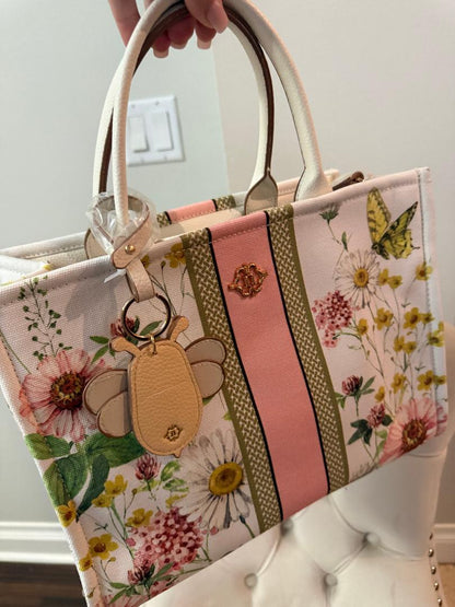 Trending Beaded Bags and Resort Collection - Nanette Lepore Floral Tote with Bee Bag Charm