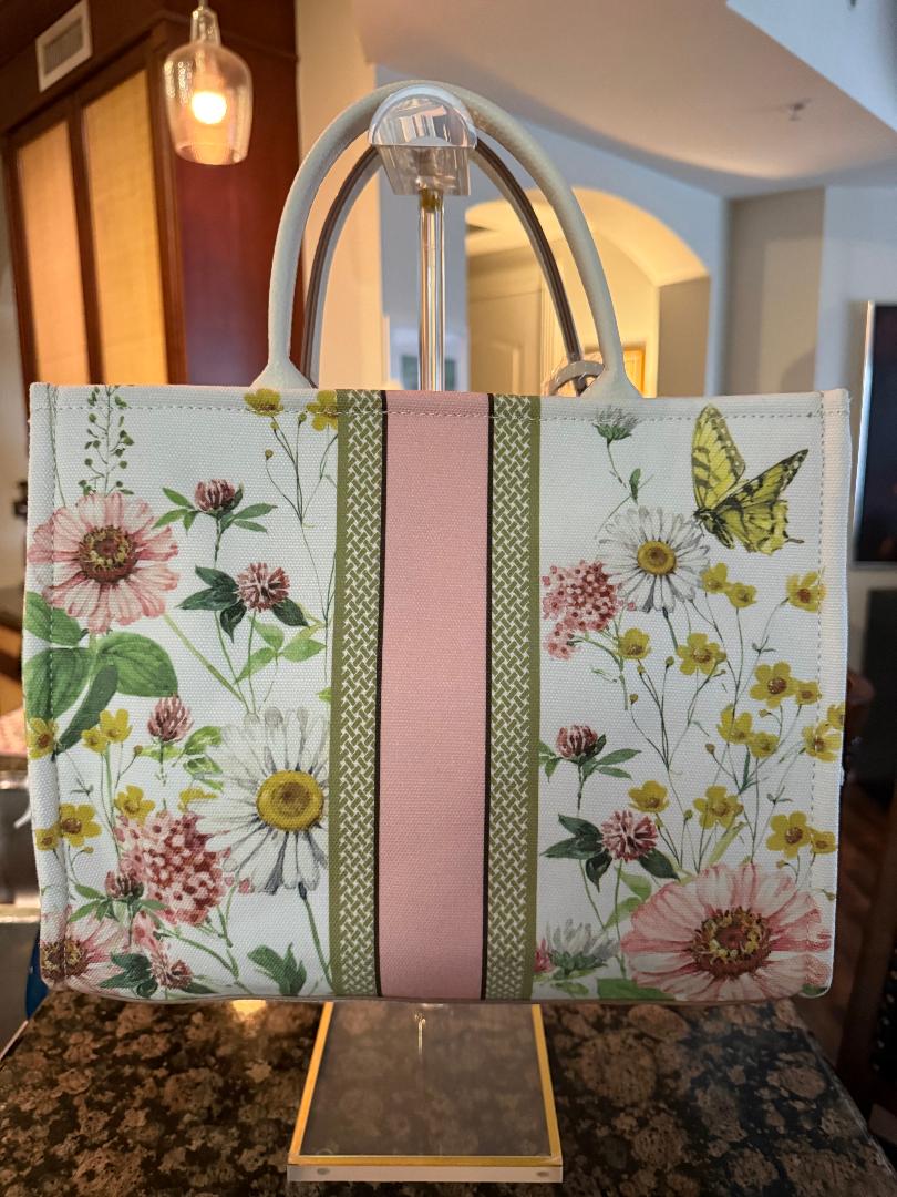 Trending Beaded Bags and Resort Collection - Nanette Lepore Floral Tote with Bee Bag Charm