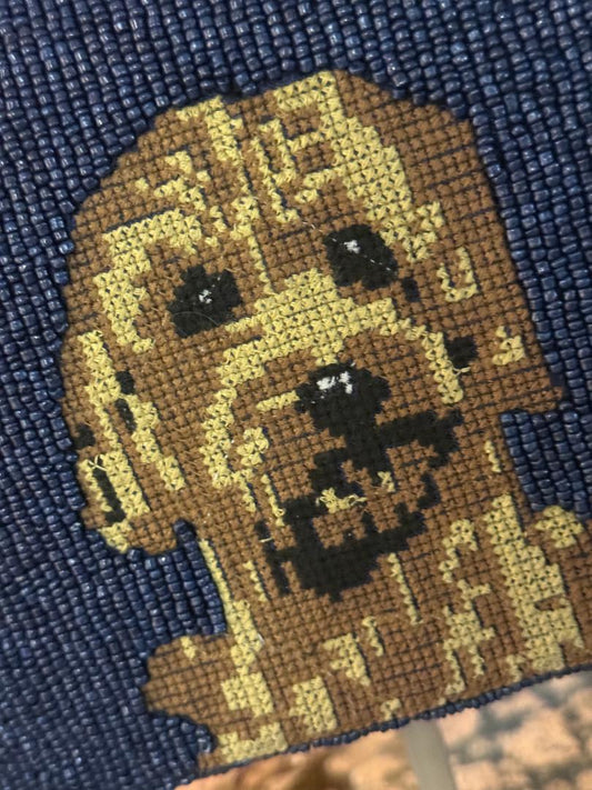 Trending Beaded Bags and Resort Collection - Navy Blue Golden Dog Beaded Shoulder Bag
