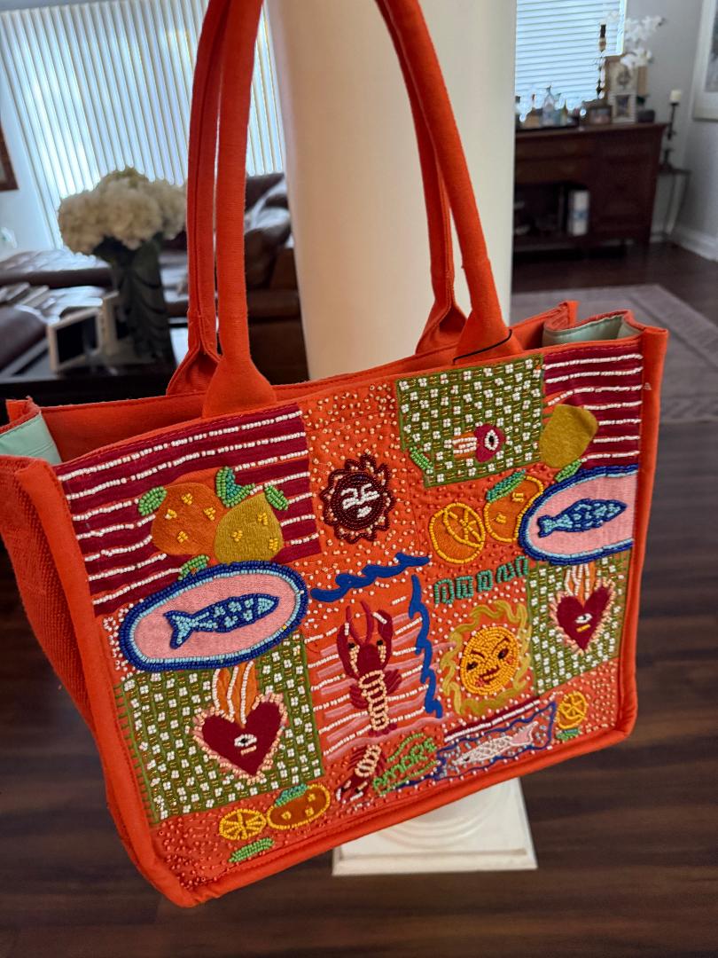 Trending Beaded Bags and Resort Collection - America & Beyond Mediterranean Beaded Tote